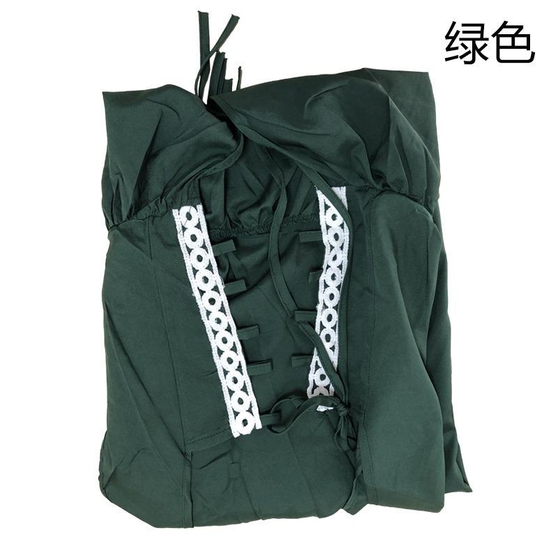 Halloween Costume Square Collar Bundle Waist Medieval Renaissance Vintage Dress