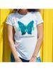 Wounisex's Round Neck Butterfly And Letter Print Casual Spring And Summer T-Shirt Energetic And Youthful
