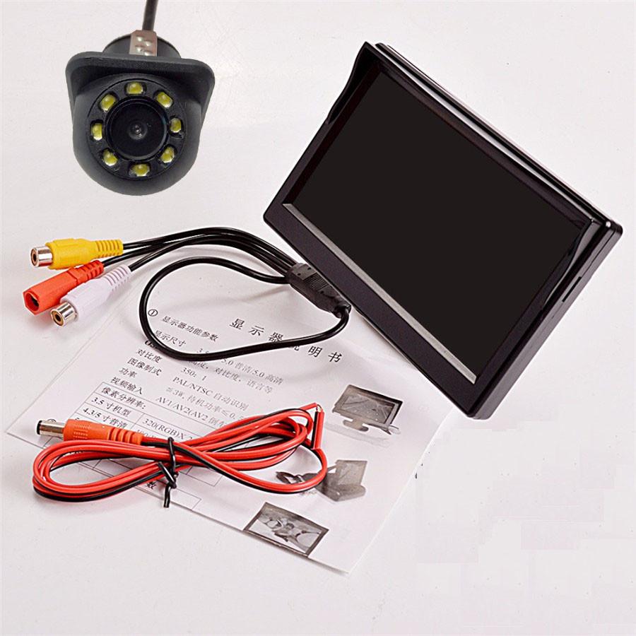 5 Inch Car Monitor TFT LCD HD Digital +8LED HD Dynamic Trajectory Car Rearview Camera Reverse Parking Waterproof