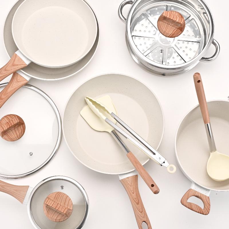 Granite Non-Stick 12-Piece Cookware Set: Soup, Milk, Frying Pots - Designed for North American Market