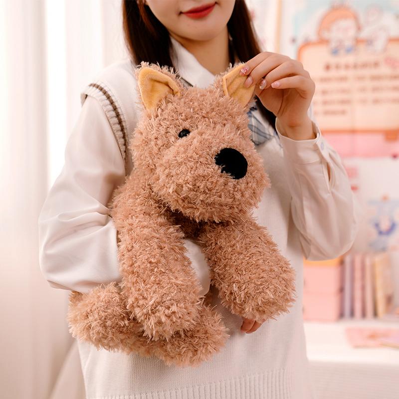 New Huggable 1pc Adorable Fluffy Hair Brown Dog Plush Toys Stuffed Lifelike Doggie Doll Baby Appease Toys Kids Gifts