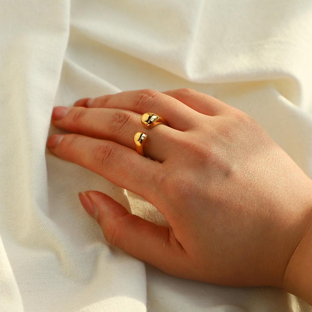 

Adjustable Gold-Plated Stainless Steel Chubby Ring for Women - European & American Influencer Style
