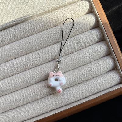 1Pc Diy Zubehör Katze Cookie Telefon Charme Band Weiche Kawaii Kitty Paar Schlüsselanhänger Anhänger Nette Lanyard Keycord