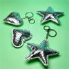 Shiny Three-Dimensional Star & Heart Keychain with Fish Scale Crackle Pattern and Cotton Filling