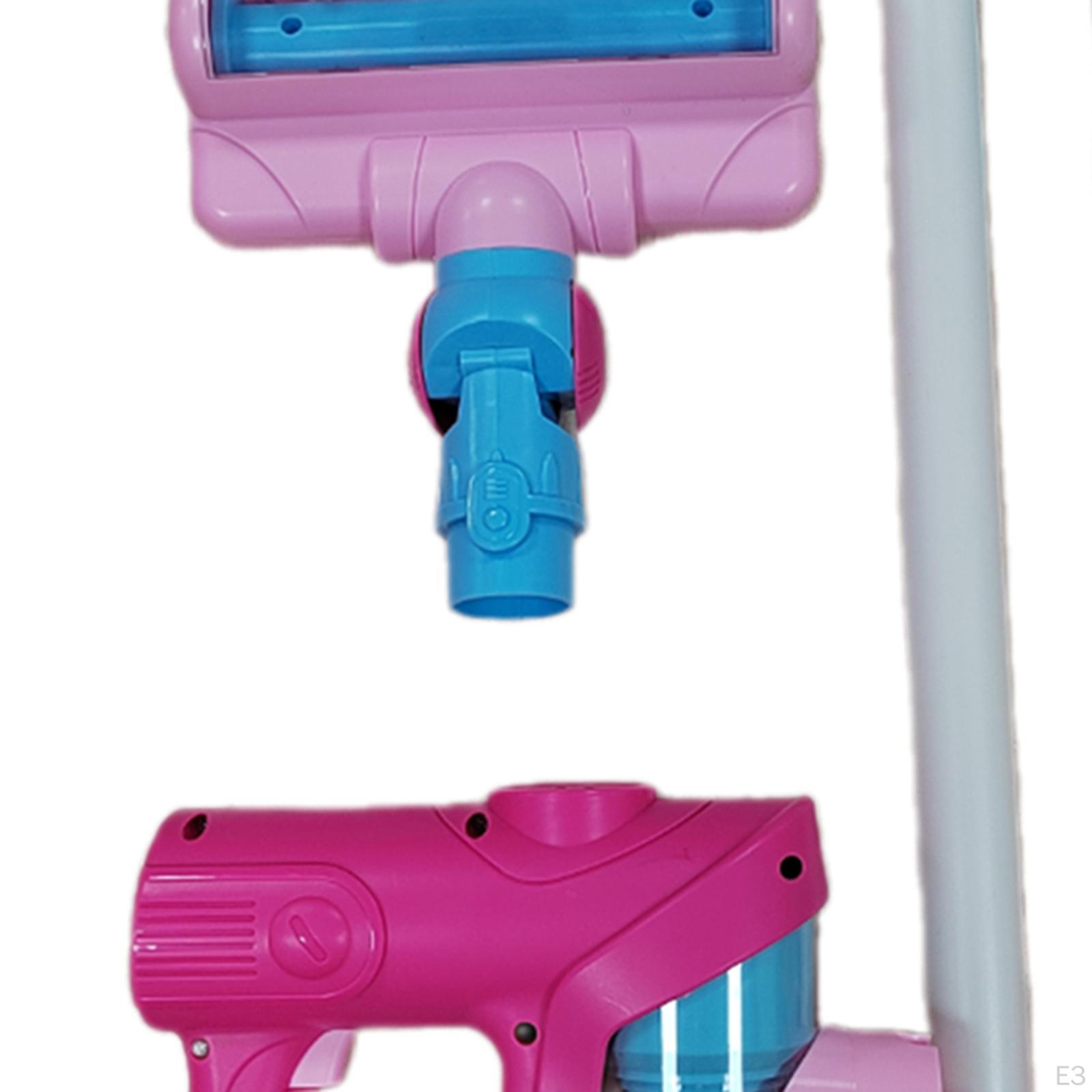 Детский игрушечный пылесос для занятий по ведению домашнего хозяйства и уборке розовый — фото 5