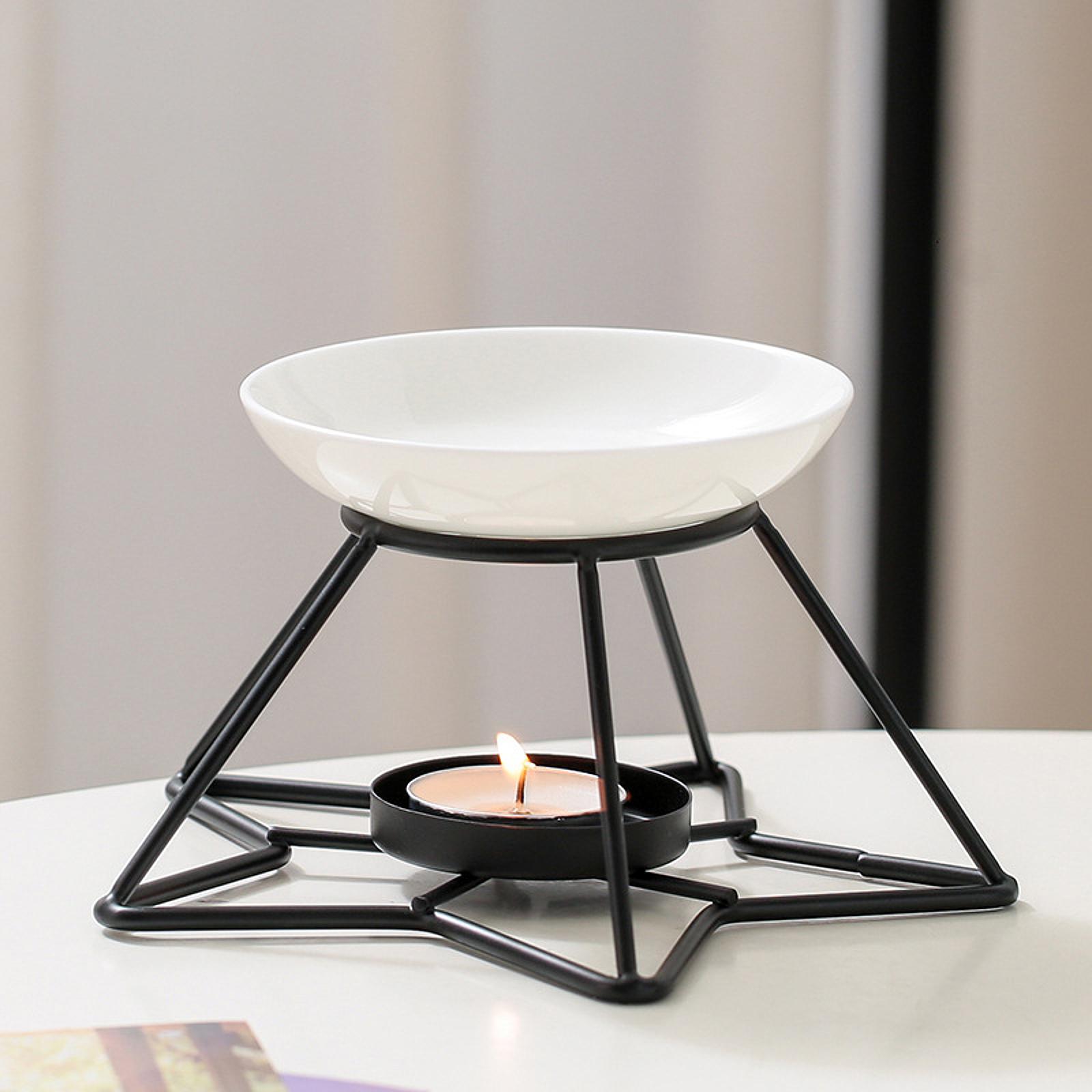 

Essential Oil Burner Home Decor with Ceramic Bowl Table Centerpiece Waxes Melt Warmer for Desk Holiday Bedroom SPA Living Room