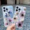 Malowanie Tuszem Kwiatowy Etui na Telefon dla iPhone 16 15 14 13 12 11 Pro Max 16 15 14 Plus 13 Mini Odporne na Wstrząsy Laserowe Tylne Pokrowce Funda