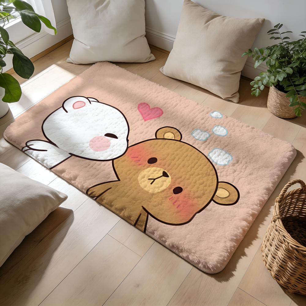 Cute MMilk And MMochaS Floor Mat Soft Flannel Absorbent Mat Non-Slip Rug Home Bedroom Bathroom