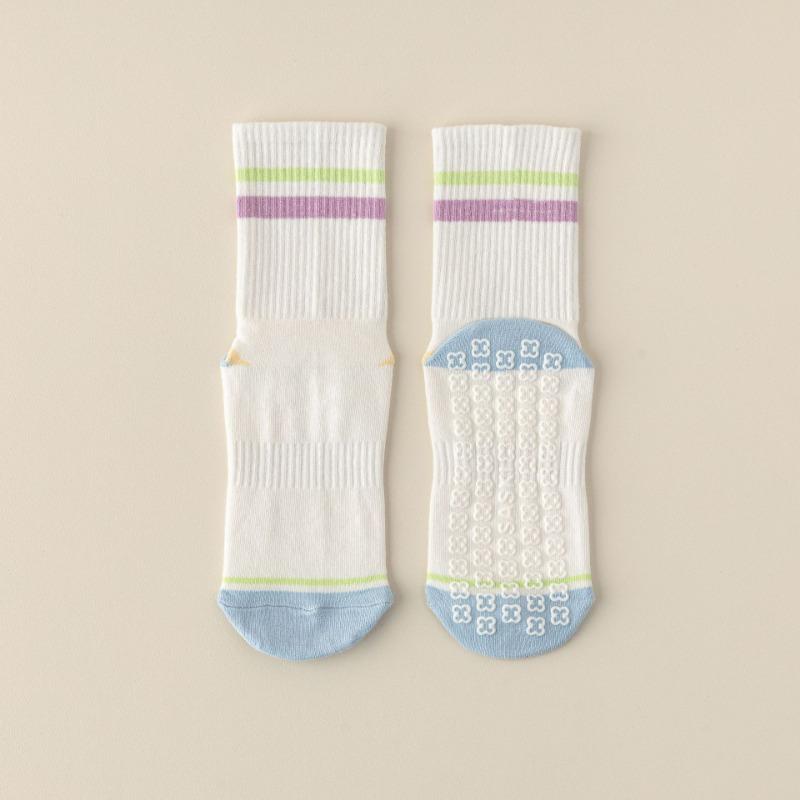 Yoga Socks, Women's Pilates Professional Sports Mid-calf Socks, Shock-absorbing Silicone Anti-slip Color-blocked Long Calf Socks