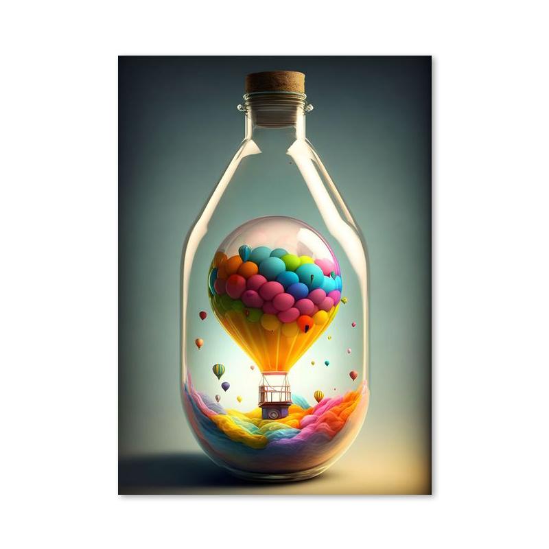 In Bottle Castle Forest Beach Hot Air Balloon Canvas Printings Posters and Prints Wall Art Pictures for Living Room Home Decor