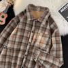 Japanese-Style Retro Cityboy Velvet Padded Shirt Autumn and Winter Boys' College Style Thickened Couple Warm Plaid Shirt