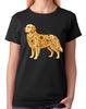 Floral Golden Retriever Artwork Ladies T-Shirt Cute Goldie Dog Art Tee