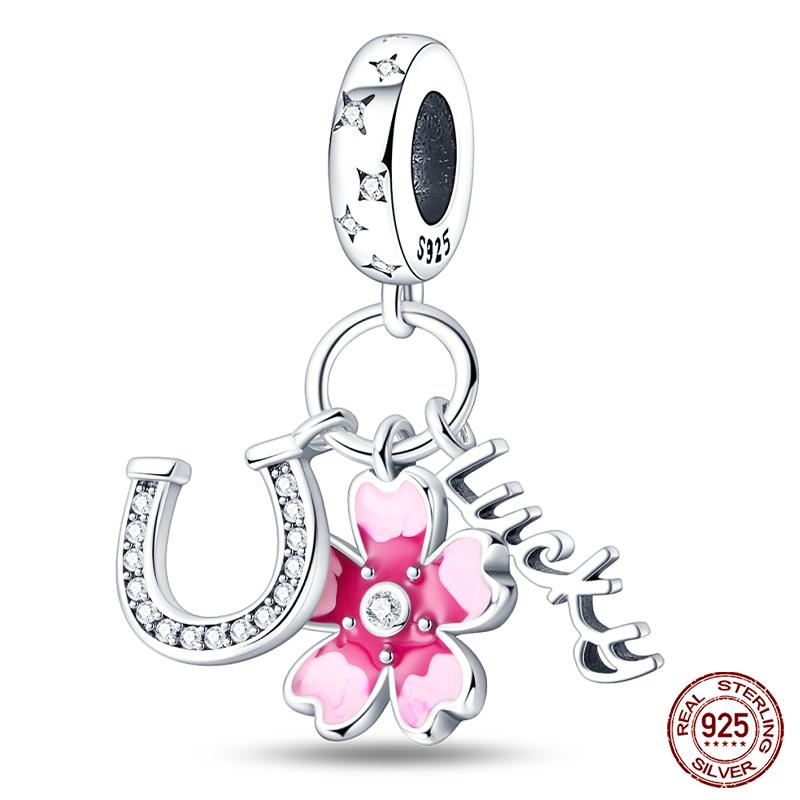 Copper Pink Collection Heart Shape Charm Beads For Brand Original Bracelet Diy Jewelry Gift