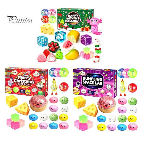 Relaxing Fidget Toys for Daily Use Squeeze Advent Calendar, Soft Bun Sensory Toys, Christmas Stocking Educational Tools Concentration Stuffer, Stress