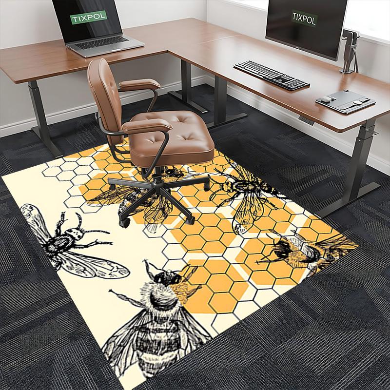 1pc Honeycomb Bee Office Chair Mat - Non-Slip Carpet for Desk, Festive Gift Idea, Seasonal Decor, Suitable for Home and Office Use.P065