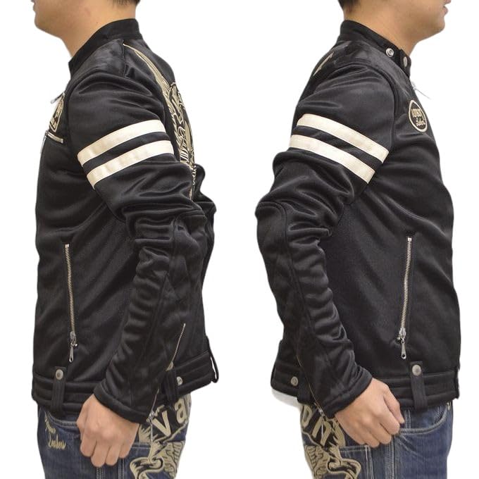 Bonding Single Riders Jacket Flying Skull Fully Embroidered on the Back Black Color Size XL [Banson] ABV-2201 ABV-307