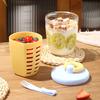 Portable Fruit Salad Container with Fork 650ml Leak-Proof BPA-Free Lunch Box with Strainer Double-Layer Lunchbox for Work Picnic Travel