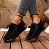 Women Plus Size Red Suede Loafers Spring European American Style Lace Up Casual Rocker Shoes