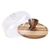 Wood Cake Stand Multi Function Round Cake Plate with Transparent Lid for Fruits Desserts Cheese