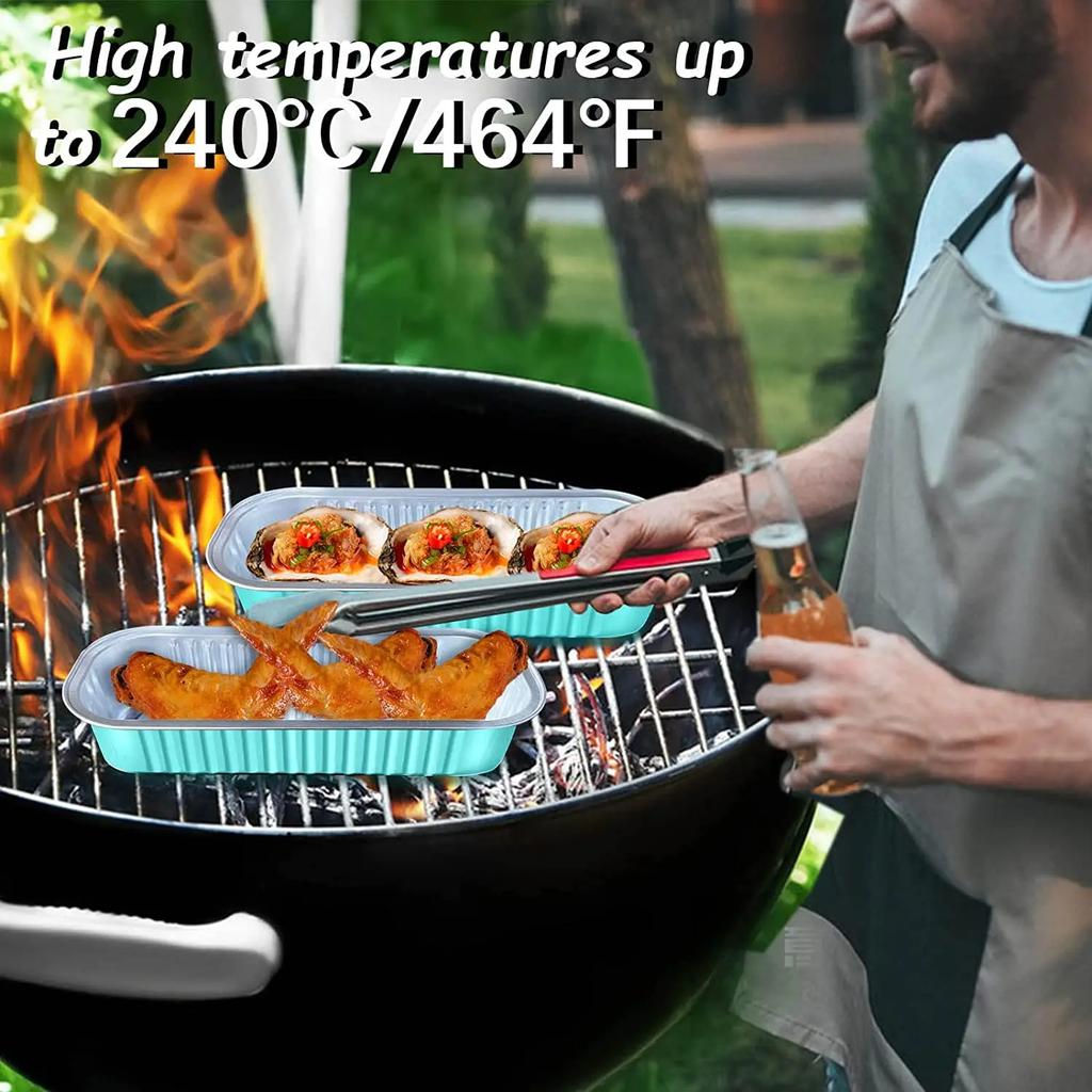 50 Pcs  Tin Foil Box Oven Air Fryer Tin Carton Food Barbecue and Baking Aluminum Foil Plate Household Cake Mold