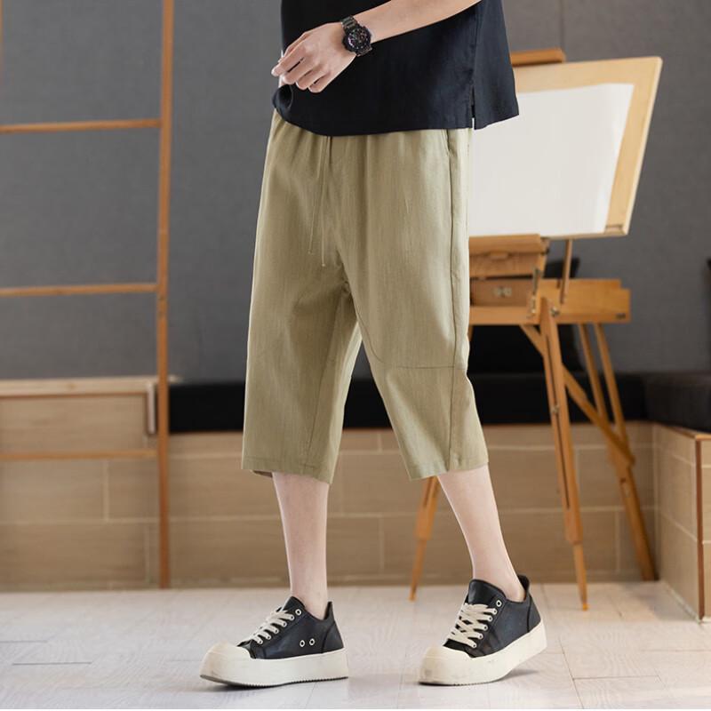 ROMON Men s Linen Blend Harem Capri Pants 4XL