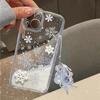 Winter Snowflake Quicksand Phone Case with Charm, Clear TPU Cover for iPhone with Snowman Pendant
