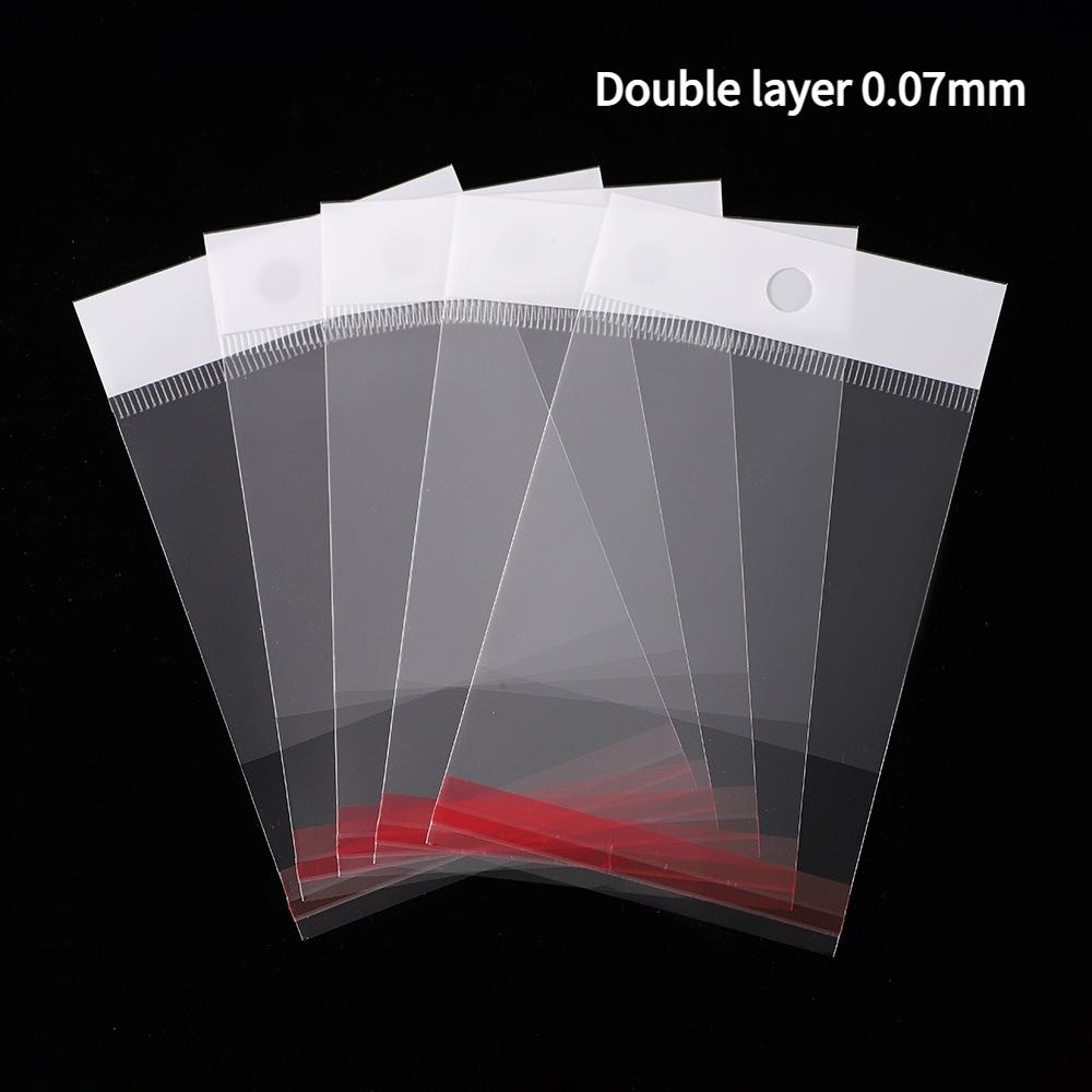 Transparent Self Sealing OPP Plastic Bag Retail Display Storage Packaging Bag with Hanging Holes for Jewelry Multi Specification Self-adhesive Pouch 4*11cm(inner4*6cm)