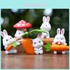 Cute Carrot Mushroom Cartoon Rabbit Mini Model Desktop Decor Ornament Set For Home And Office Decor