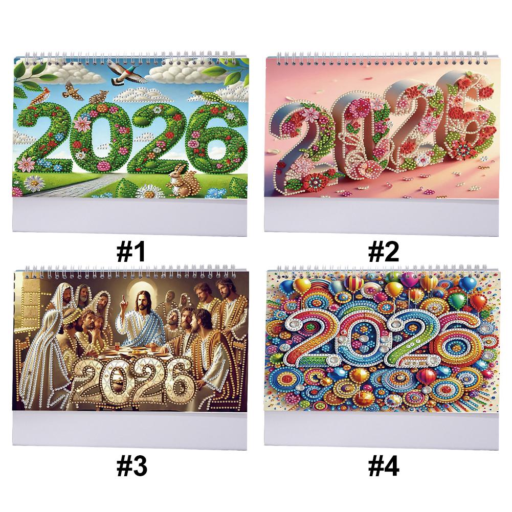 2026 Kalender Diamantmalerei Kalenderset Diamantmalerei-Set DIY Diamantkunst Tischkalender für Zuhause, Büro, Schule Terminplanung