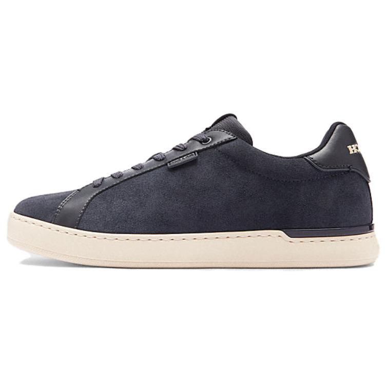 Coach Lowline Cow Split Leather Round Toe Lace-Up Low-Top Sneakers Men Sneakers Navy CU014-BHP