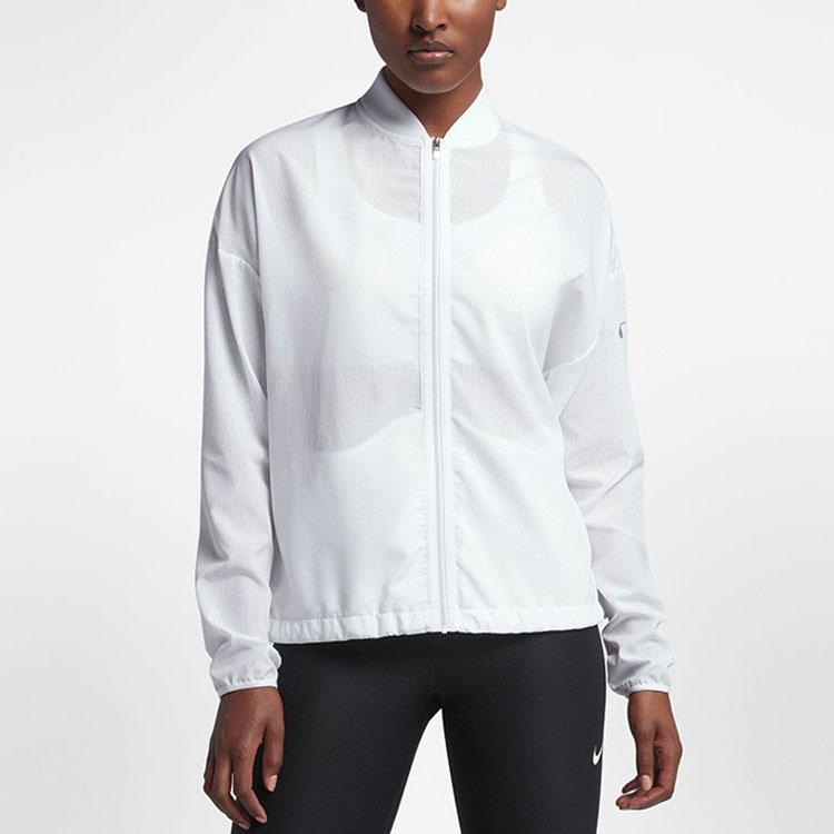 Nike Flex Bliss Mesh Respirant Léger Entraînement Sports Décontracté Col Montant Veste Baseball Femme Veste Blanc 889292-100