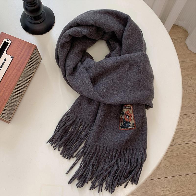 Autumn and Winter Warm Scarf for Women Korean Versatile Single Color Shawl Soft Solid Color Anti Cold Scarf