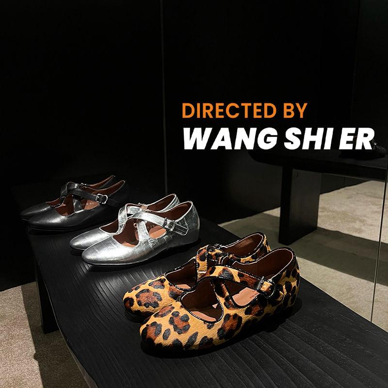 Fashion 2025 New Spring Women Pumps Genuine Leather Women Shoes Round Toe Med Heel Mary Janes Ladies Shoes Leopard Print Increase Height