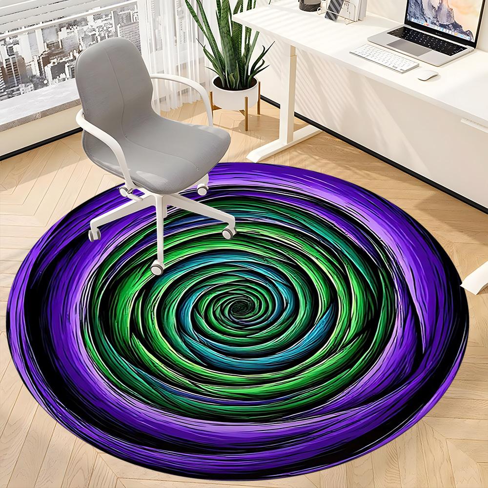 1pc Spiral Pattern Chair Carpet for Office Non Slip, Machine Washable Rug for Office, Room Holiday Decor for Christmas, Birthday Polyester