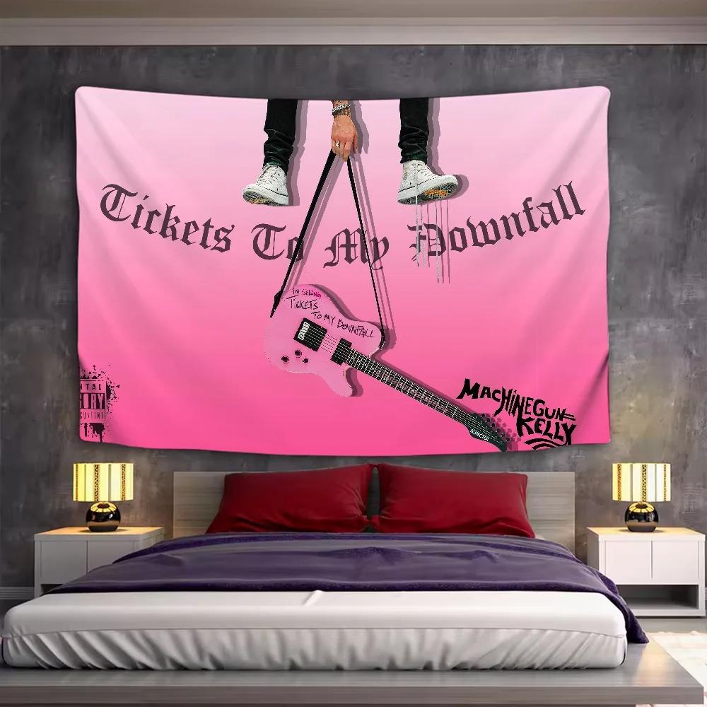 

Гобелен Machine Gun Kelly Tickets To My Downfall с принтом розовой гитары Настенное панно для спальни Декор комнаты в музыкальной тематике 74x94cm(29x37in)