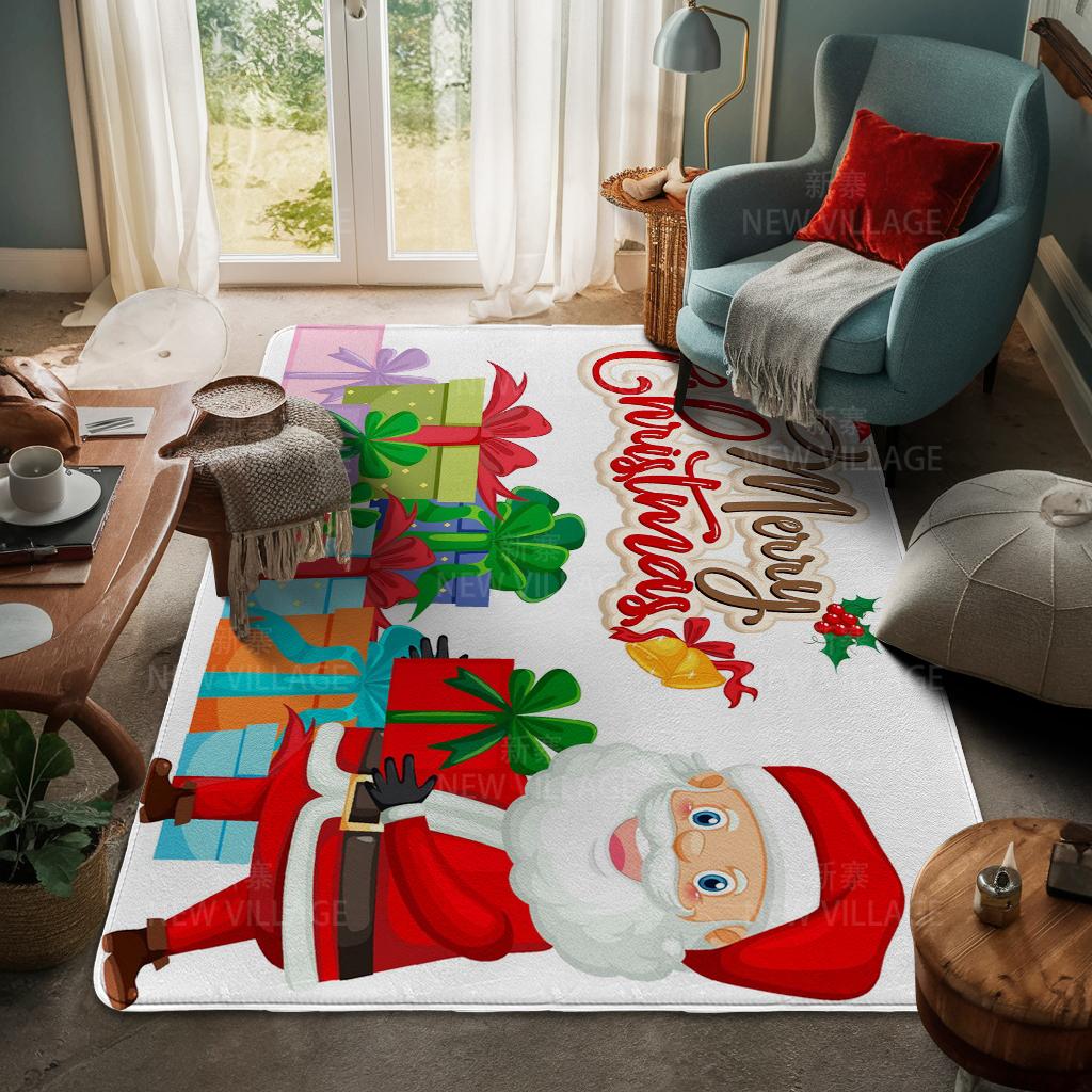 House Entrance Carpet Home Door Mat Living Room Bath Foot Bathroom Non-slip Water Absorption Rugs Bath Merry Christmas Winter