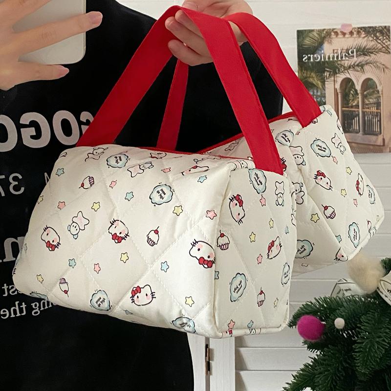 Kawaii Hellokitty Anime Cosmetic Bag Women'S Makeup Case Portable Toiletry Bag Large Capacity Handbags Travel Tote Gift For Girl
