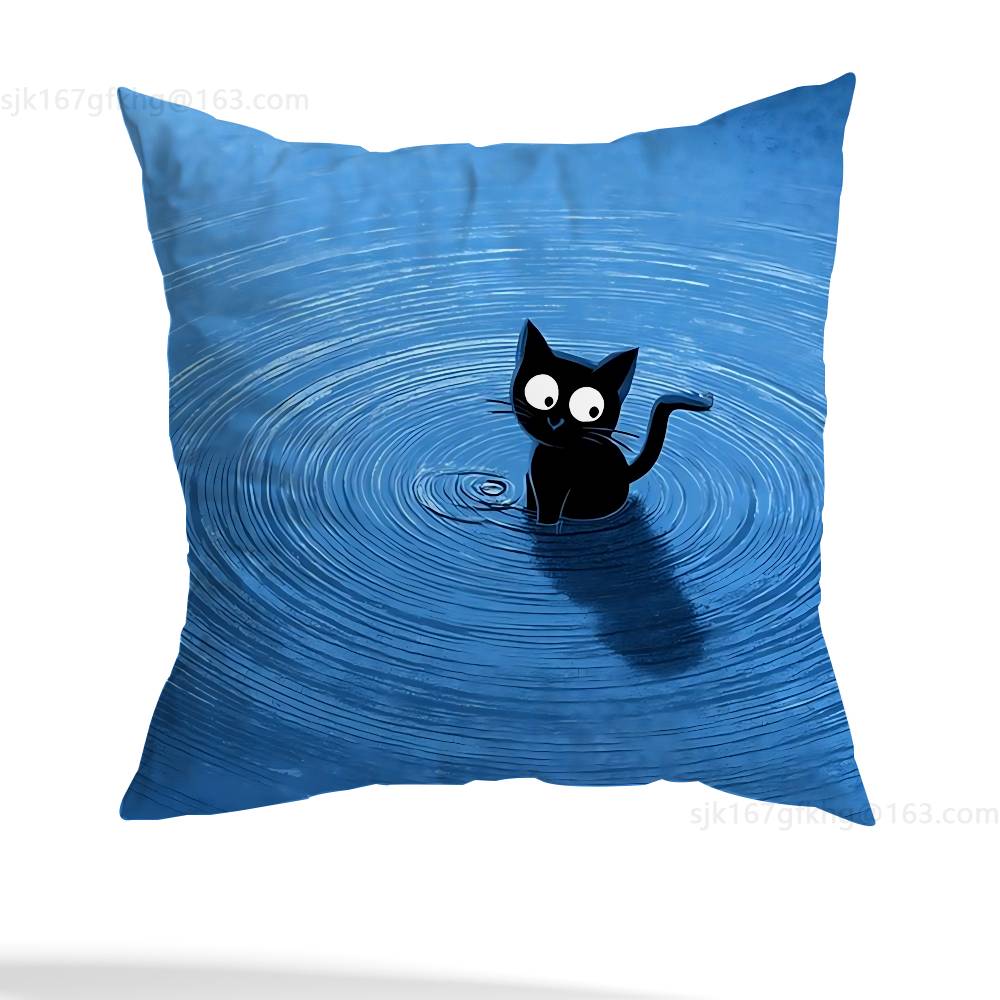 Star Heart MoonLight Cat Pillow Case Anti-dustmite Pillowcase Invisible Zipper Silky Short Plush Sofa Cushion Cover
