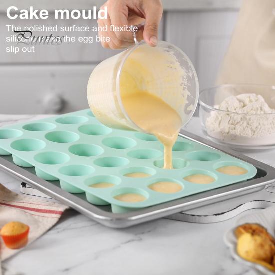Silikonmuffinsform 24 kopper nonstick kakeform for baking av mini eggebiter høy varmebestandighet Enkel frigjøring Allsidige mini cupcake panner