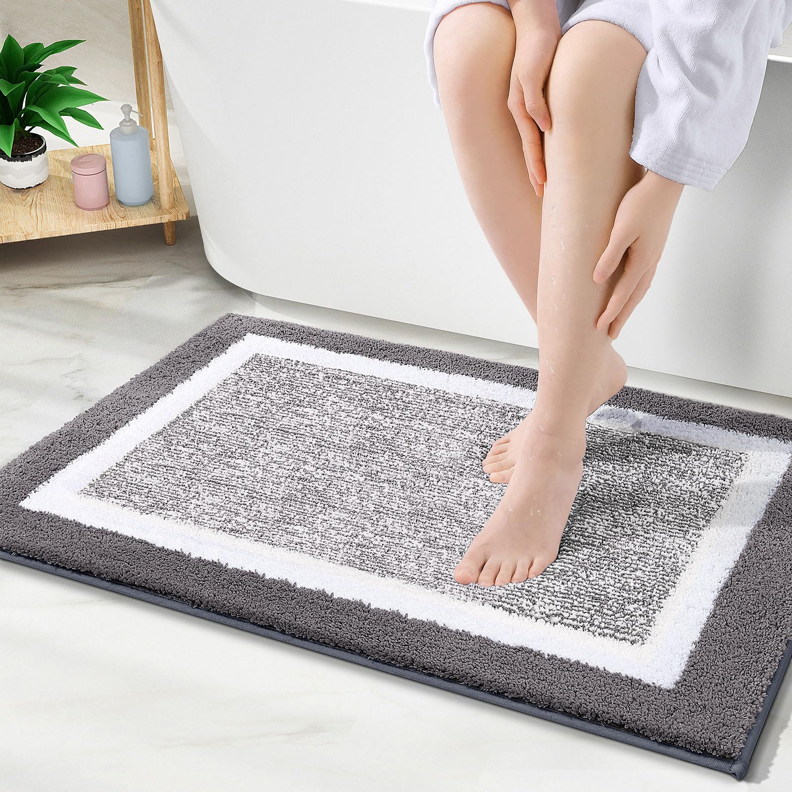 

Olanly Non-Slips Bath Mats For Bathroom Microfiber Extra Soft Mats Rugs Machine Washable Floor Mats Easy To Dry For Bathroom Rug 40x60cm