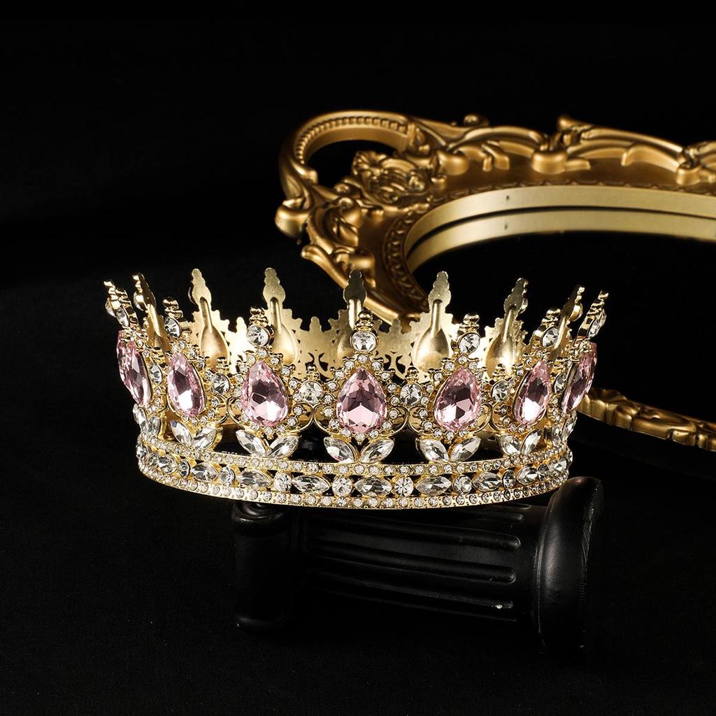European-American Queen Crystal Alloy Round Crown Wedding Headdress