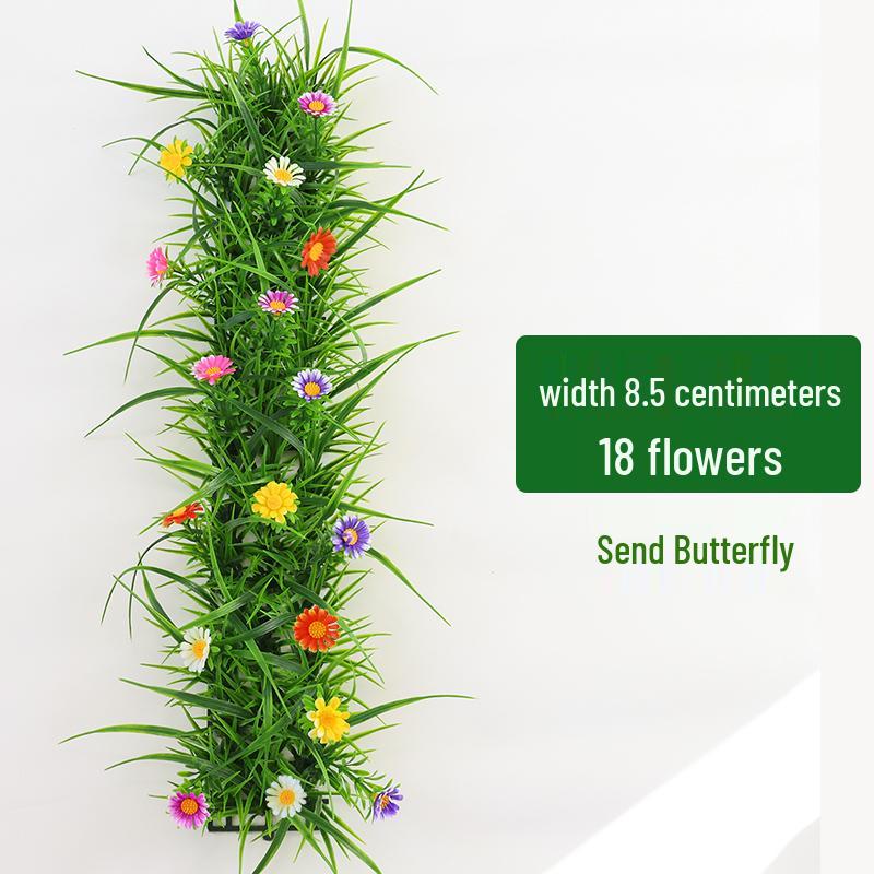 Artificial Green Plant Wall with Flowers - Decorative Turf Mat for Landscaping and Windowsills