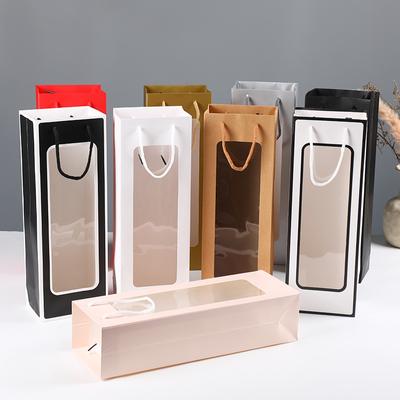 12 τεμ./παρτίδα Μονή Τσάντα Μεταφοράς Κρασιού Τσάντες για Μπουκάλια Κρασιού από Χαρτί Κραφτ με Χερούλια Τσάντες Δώρου Κρασιού για Χριστούγεννα Γάμο Πάρτι Λιανικές Τσάντες