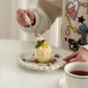 Ins Style Beaded Dessert Plate French Western Food Plate Ceramic Breakfast Plate Ornaments Poses Ceramic Dishes