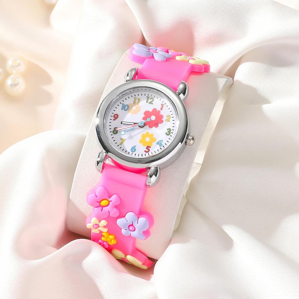 Cute Creative Flower Style Unicorn Quartz Watch for Children, Bracelet Necklace Set, Girls' Accessories
