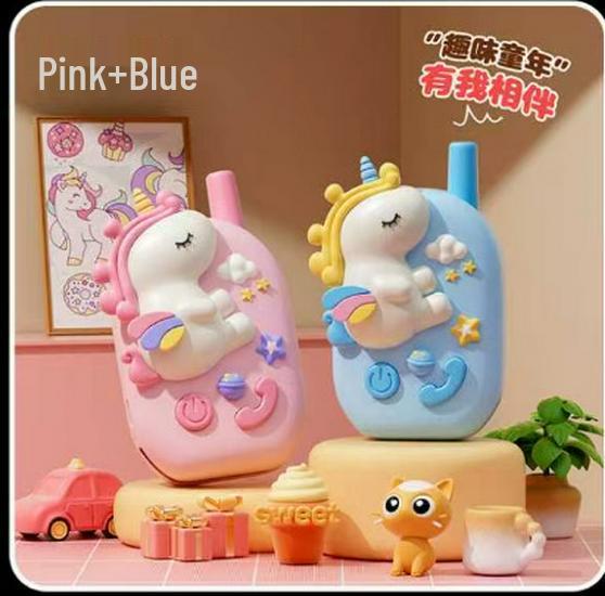 Silicone Walkie-Talkie Cartoon Pager: HD Call Toy Gift for Kids and Parents синий