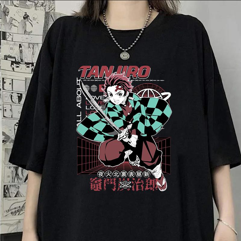 New Aniem T Shirt Kamado Tanjirou Print T-shirt Unisex Summer Casual O-neck Lady Female Clothing Short Sleeve Tees