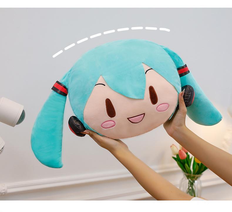 Hatsune Weich Niedlich 2D Großer Kopf Plüschkissen – Zuhause/Büro Nickerchen Rückenlehne & Entzückende Puppe Geschenk Dekoration