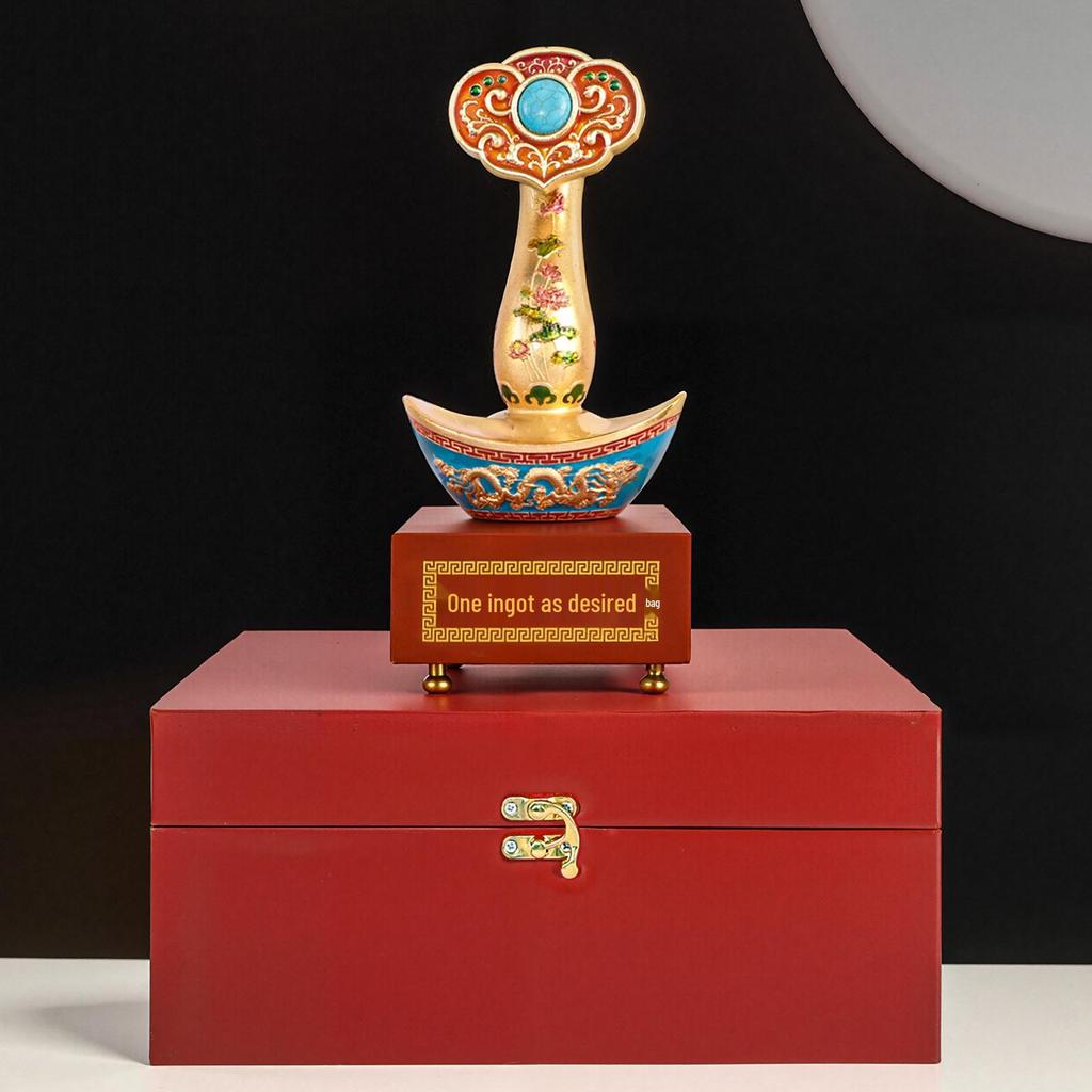 Ruyi Ingot Enamelware Ornament: Desktop Decoration for Good Fortune