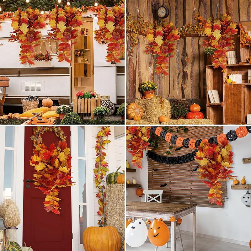 75cm 1Pcs Artificial Maple Leaf Garland Autumn Leaves Fake Plants for Halloween Thanksgiving Day Indoor Home Garden Decoration